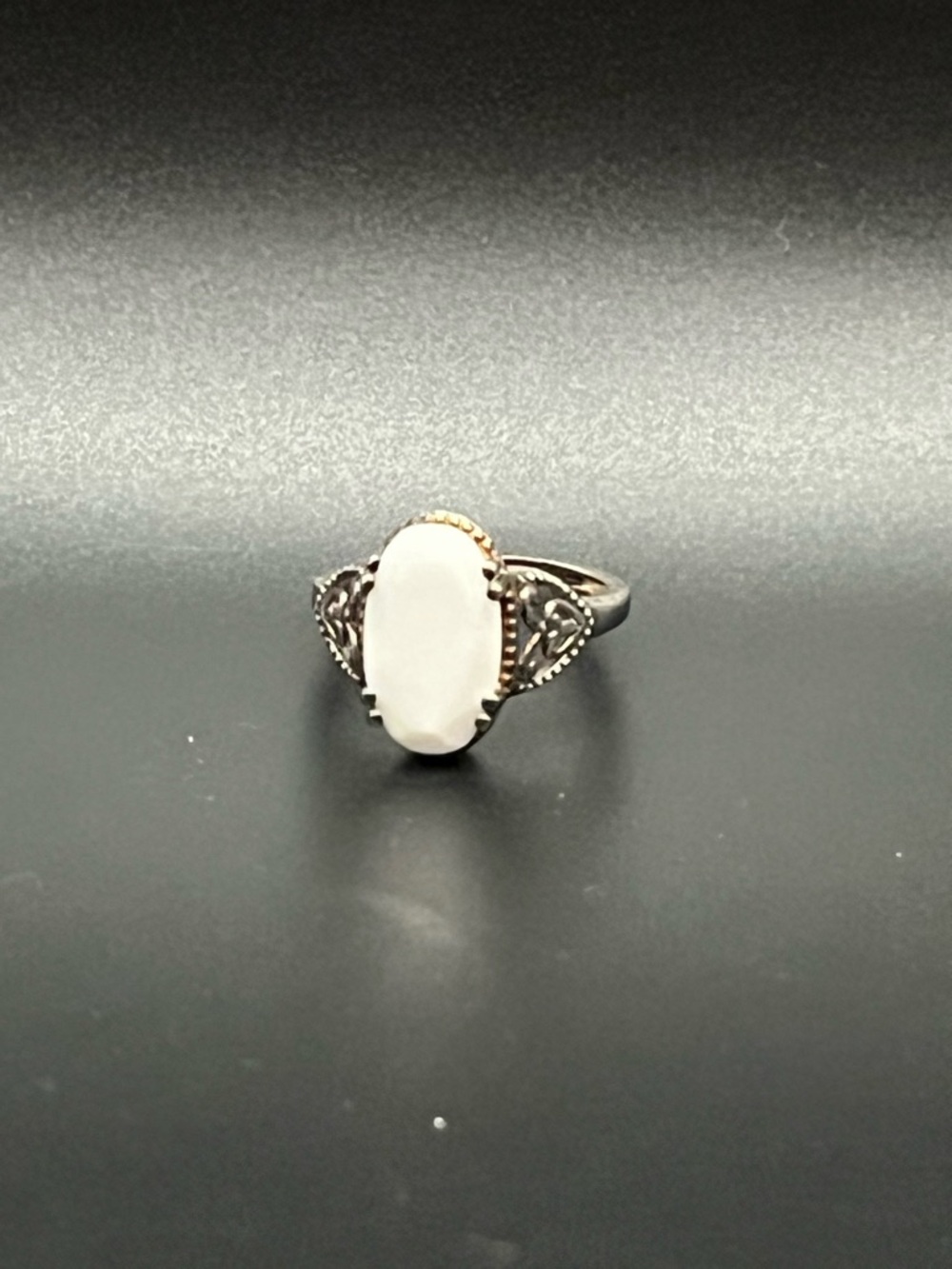 White Stone Filigree Women's Ring